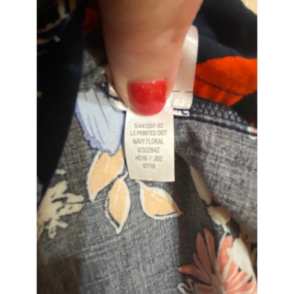 Old Navy Shift Dress LARGE PETITE Long Sleeves Navy Floral NEW - Picture 7 of 7